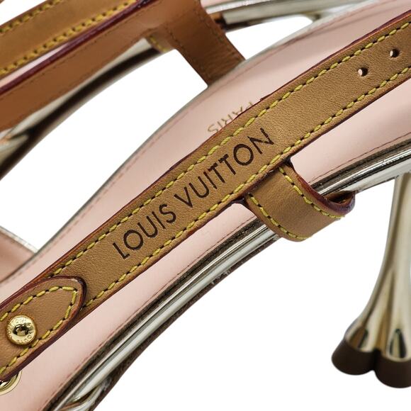 Louis Vuitton Metallic Gold Leather Slingback Pumps EU 39 US 8.5 - NWB $1300 - Picture 7 of 11